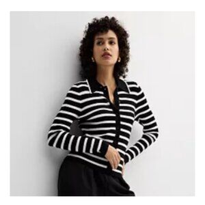 Nine West Button Down Cardigan Size XXL Black White